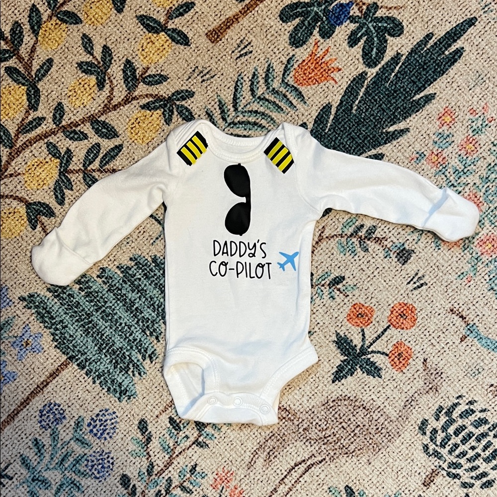 Daddy's Co-Pilot White Baby One-Piece Bodysuit Preemie Boy